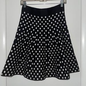Anthropologie Maeve Knit Polka Dot Flare Skirt Size Medium 21” Length